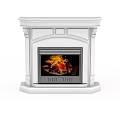 White Traditional Fireplace With Ornate Design And Burning Fire Interior Decor