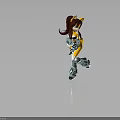 Anthropomorphic Fox Character With Brown Hair Blue Eyes Yellow Ears Tail And Silver Metallic Armor