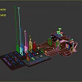 Red Industrial Facility 3D Model With Platform Structure And Tower Components 3d model