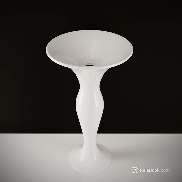 Elegant White Ceramic Vase Standing On White Tabletop With Black Background 3d model 