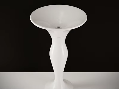 Elegant White Ceramic Vase Standing On White Tabletop With Black Background 3d model