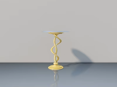 Modern Yellow Side Table With Spiral Base And Transparent Top On Gray Floor 3d model