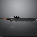 Modern Sci Fi Serrated Blade Knife With Red Black Handle And Metallic Design