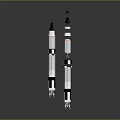 Modern Aerospace Rocket Equipment Featuring Dual Models With White Black Orange Stripe Design