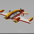Bright Red Yellow Toy Airplane Model With White Wings And Black Wheels