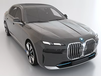 Luxury Electric Sedan with Modern Silver Exterior LED Headlights Chrome Grille and Sleek Body 3d model