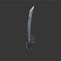 Ornate Fantasy Sword With Colorful Decorations And Intricate Blade Patterns