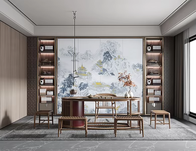 New Chinese Tea Room 3d model