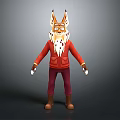 Game and Movie Character with Fox Ears Goggles Red Coat Purple Pants and Brown Boots