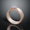Elegant Gold Ring with Square Purple Gemstone Modern Minimalist Design 3d model
