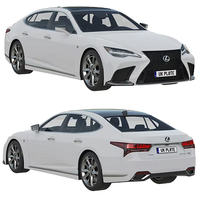 White Lexus Sedan Modern Exterior Design With Front and Rear Views 3d model