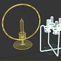 Golden Candle Holders With Circular Design And Square Structure For Home Decor
