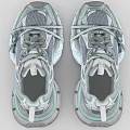 Light Blue And Gray Mesh Sneakers With Tied Laces And Vintage Sole Design