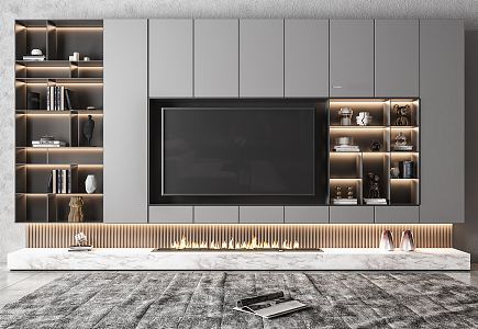 Modern TV background wall 3d model