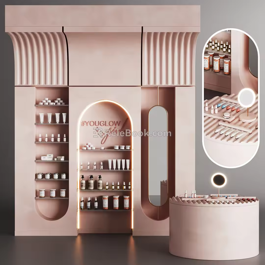 Modern Container Cosmetics Store Skincare Container Display Cabinet 3d model