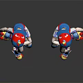 Vibrant Game Character In Blue Outfit With Roller Skates Helmet And Colorful Accents