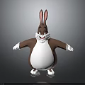 Cute Cartoon Rabbit With Brown Body White Belly And Pink Ears Smiling With Arms Open