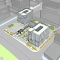 Modern Office Building With Glass Facade Rooftop Gardens And Surrounding Greenery