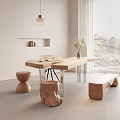 Modern Desk and Chair Log Desk 3d model