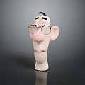 Cartoon Man Head Model With Glasses Big Ears Big Nose And Mustache