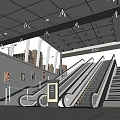 Modern subway station subway entrance escalator 3d model