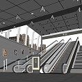 Modern subway station subway entrance escalator 3d model