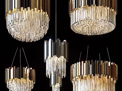 Modern Elegant Crystal Chandelier with Metal Frame and Hanging Lighting Design 3d model