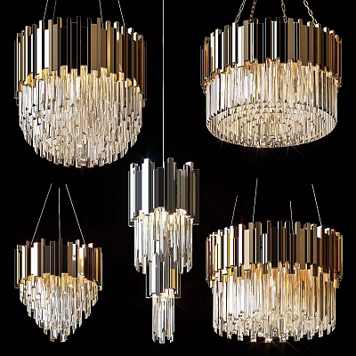 Modern Elegant Crystal Chandelier with Metal Frame and Hanging Lighting Design 3d model