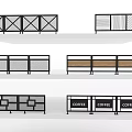 Stylish Railings With Various Designs Crossed Patterns Striped Panels And Coffee Signage