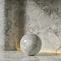 Elegant Marble Sphere Decorative Component Against Natural Textured Marble Wall