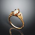 Elegant Gold Ring With Gemstone And Intricate Pattern Design For Fashion Accessory