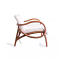 Modern Accent Chair With Curved Wooden Arms And Linen Upholstered Seat
