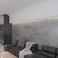 Bright Modern Minimalist Living Room With Wall Mounted TV Cozy Sofa And Ample Natural Light