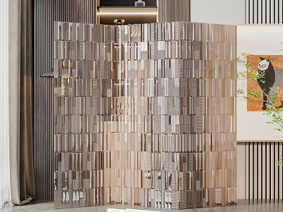 Elegant Modern Glass Room Divider With Transparent Panel Design For Interior Space 3d model