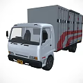 White Commercial Cargo Truck With Red Stripes On Container Body Design