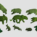 Bushes Artistically Trimmed Into Different Animal Shapes For Outdoor Decor