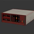 Retro Electronic Device Featuring Gray And White Body Front Panel Buttons Indicator Lights And Slots 3d model