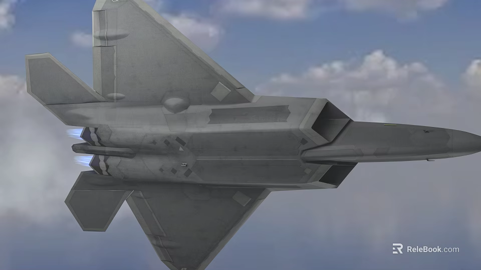 Modern Fighter Jet Flying In The Sky With Grey Body And Jet Engine Wing Structure 3d model 