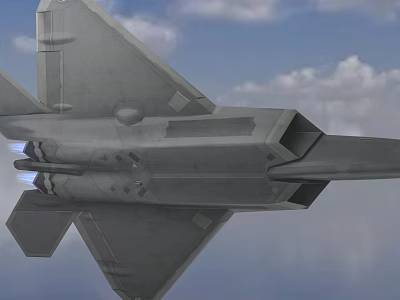 Modern Fighter Jet Flying In The Sky With Grey Body And Jet Engine Wing Structure 3d model
