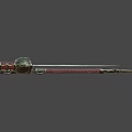 Medieval Style Decorative Sword With Silver Blade Brown Grip Red Leather Scabbard And Golden Accents