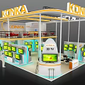 KONKA Modern Exhibition Booth With Multiple TV Screens And Display Features 3d model