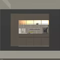Modern Kitchen Sideboard With Glass Doors Lighting Storage And Coffee Machine