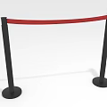 Black Stanchion Queue Barrier With Red Tape For Crowd Control Setup 3d model