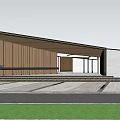 Modern Geometric Sales Office Building With Large Glass Windows And White Exterior