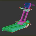 Modern Sports Equipment Treadmill With Metallic Frame Black Seat And Green Shiny Surface