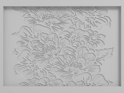 Gray Background Wall With White Carved Floral Patterns Dense 3D Design And Square Shape 3d model
