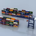 Various Ship Models Including Oil Tanker Container Vessel With Cranes And Containers