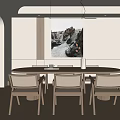 Quiet restaurant table and chair combination 3d model