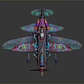Colorful Sci Fi Artistic Airplane Model With Intricate Patterns And Vibrant Decorations 3d model