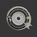 Detailed Futuristic Circular Metallic Structure With Ring Layers And Mechanical Arms